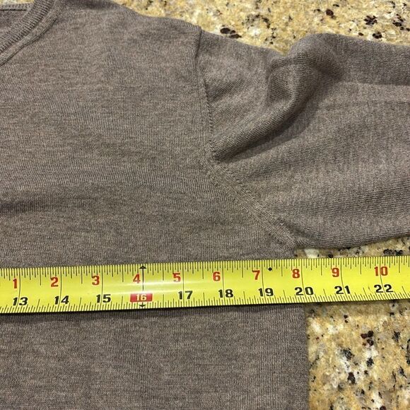 Merino Wool Sweater Paolo Mondo 100% Extra Fine V Neck Italy Mens Large brown - Picture 4 of 7